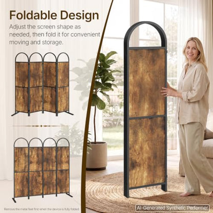 4-Panel Folding Room Divider Screen, 5.6 ft Tall Privacy Screen