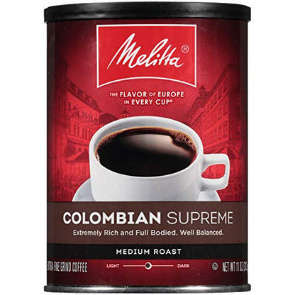 Melitta Colombian Supreme Coffee, Medium Roast, Extra Fine Grind, 11 Ounce Can