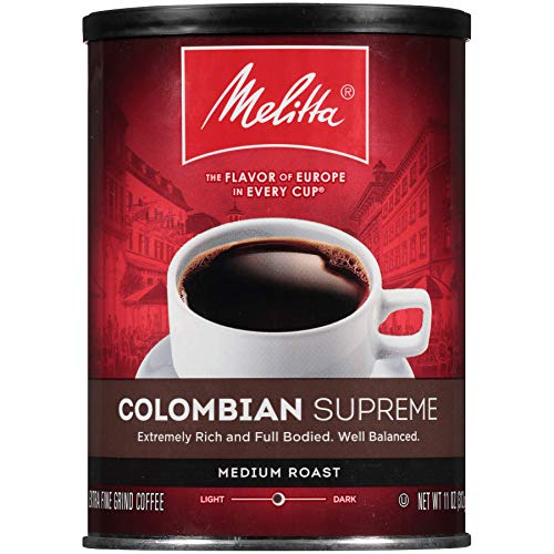 Melitta Colombian Supreme Coffee, Medium Roast, Extra Fine Grind, 11 Ounce Can