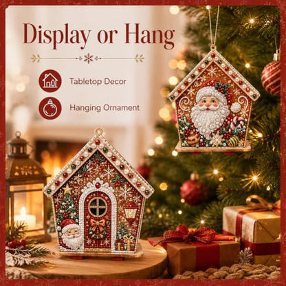 3D Wooden Christmas Gingerbread House Pearl Art Kit with Lights - Multiple Styles