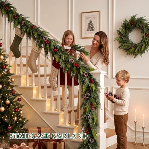 9FT Realistic Cedar Garland Christmas Decor for Mantle & Home