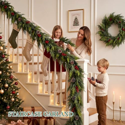 9FT Realistic Cedar Garland Christmas Decor for Mantle & Home