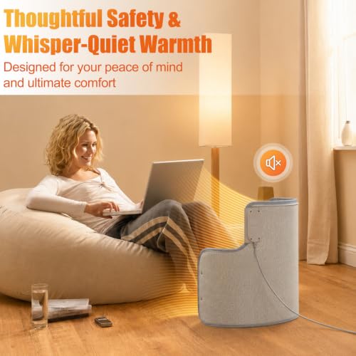 Voltiefy Grey Under Desk Heater with Blanket - Silent, Energy Efficient Foot & Leg Warmer