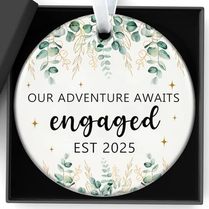 Engaged Ornament - First Christmas Wedding Gift for Couples - Variation 02