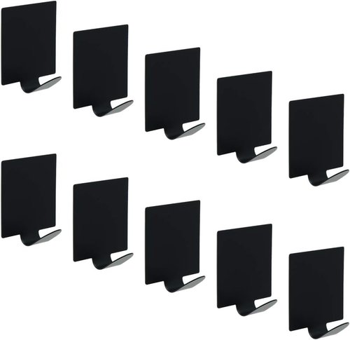 Alise Self-Adhesive Utility Hooks - 10 Pcs Matte Black Stainless Steel Coat & Towel Hooks for Home Use