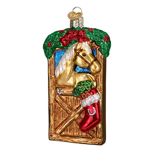 Glass Blown Horse Ornament for Christmas Tree - Stall Scene, Hand-Painted