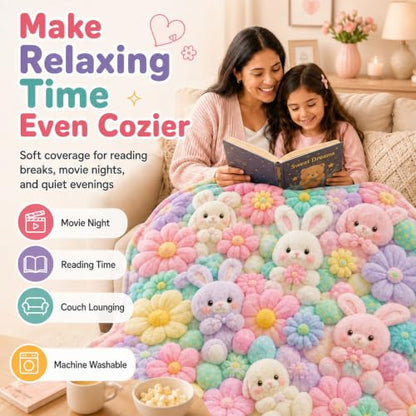 Pastel Floral Teddy Throw Blanket 50x60 Cozy Plush Fuzzy Blanket - A-28x40in