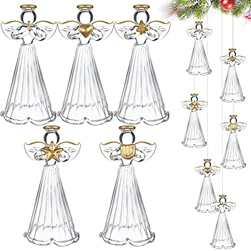 24 Pcs Christmas Glass Angel Ornaments - Mini Hanging Tree Decorations