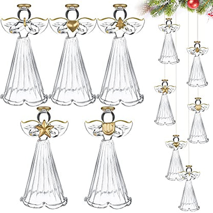 24 Pcs Christmas Glass Angel Ornaments - Mini Hanging Tree Decorations