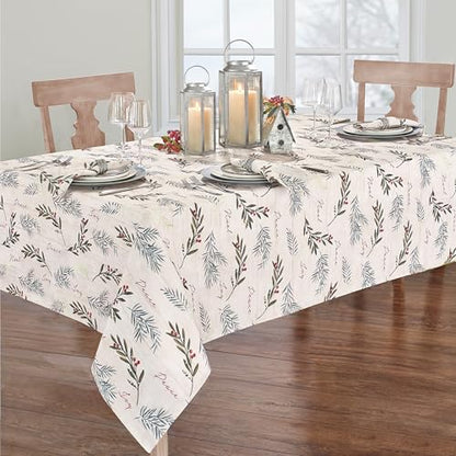 Threadmade Holiday Tree Trimmings Tablecloth 84x60 Inches Multicolor - Festive Seasonal Decor