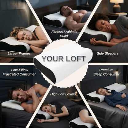 Extra Tall Memory Foam Bed Pillow for Side Sleepers with White Cover - 16x24 Inches