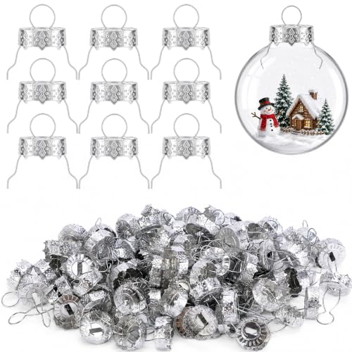 Silver 5/8 Inch Christmas Ornament Caps - 100 Pack Replacement Metal Hangers