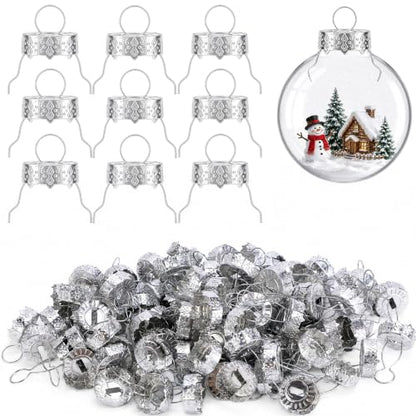 Silver 5/8 Inch Christmas Ornament Caps - 100 Pack Replacement Metal Hangers