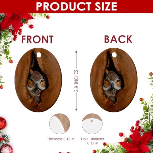 Christmas Owl Ornament - Bird Lover Holiday Decor, Tree Hollow Design