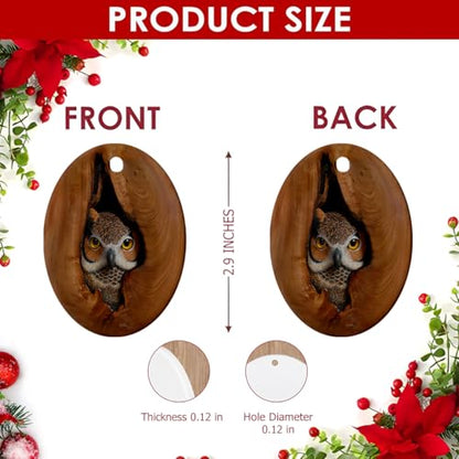 Christmas Owl Ornament - Bird Lover Holiday Decor, Tree Hollow Design