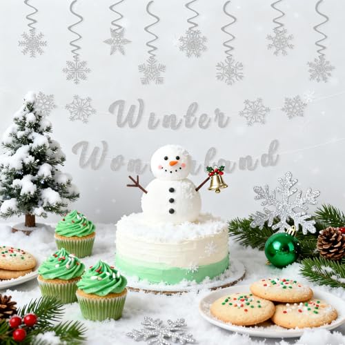 Winter Wonderland Party Banner & Snowflake Decorations Set