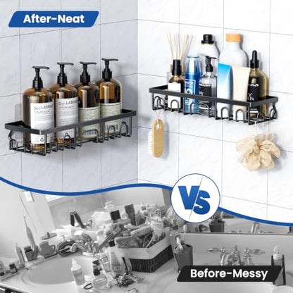 PKBD Shower Caddy Set 3 Pack Dark Black Stainless Steel Bathroom Shelves