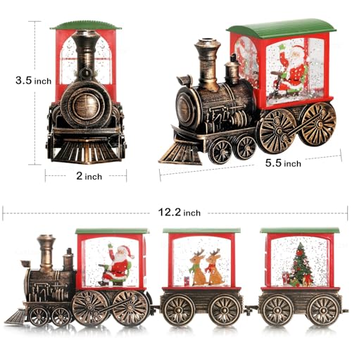 Santa Claus Train Snow Globe Lantern with Timer - Christmas Indoor Decor