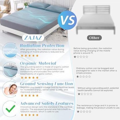 King Size Grounding Sheets Organic Cotton Silver Fiber Earth Connected Bedding