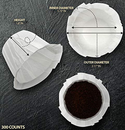 Disposable Coffee Filters for K Cup - 300 Count Compatible with Keurig Reusable Pods