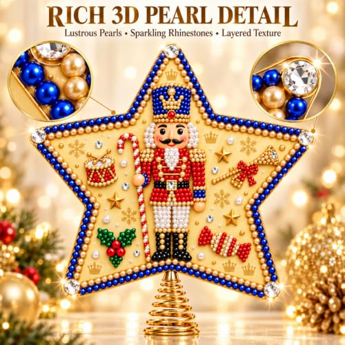 Christmas Tree Topper Kit Pearl Diamond Art Star Nutcracker 7.87in - Nutcracker Variation