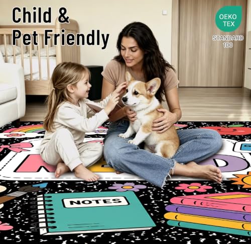 Reading Rug 4x6 Kids Play Area Rug Cartoon 05 Washable Non-Slip Bedroom Study Office
