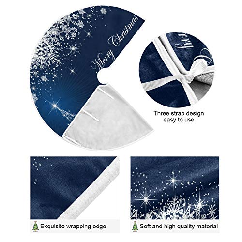 ATTX 47.2in Christmas Tree Skirt - Large Round Snowflake Holiday Accent (Multicolor)