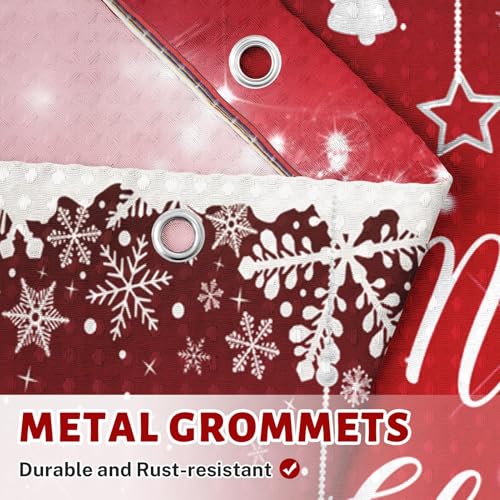 Christmas Red Shower Curtain Set with Window Curtains - 72x72 Inches