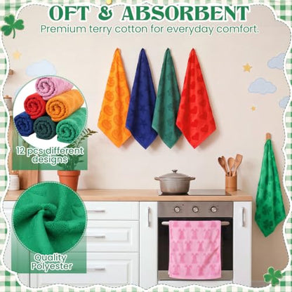 Holiday Hand Towels Set - Seasonal Jacquard Kitchen & Bathroom Towels, 6-Pack