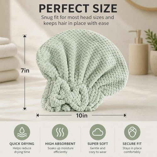 5-Piece Hair Care Set with Microfiber Caps Silk Sleep Bonnet & Wide Tooth Comb