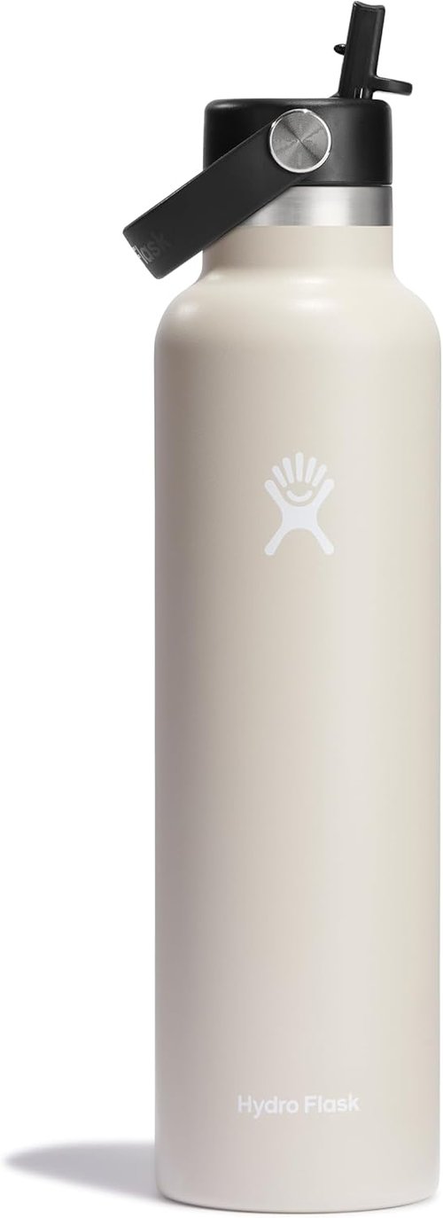 Hydro Flask Water Bottle - Insulated Stainless Steel - Leakproof Straw Lid, 24 Oz Oat Tan