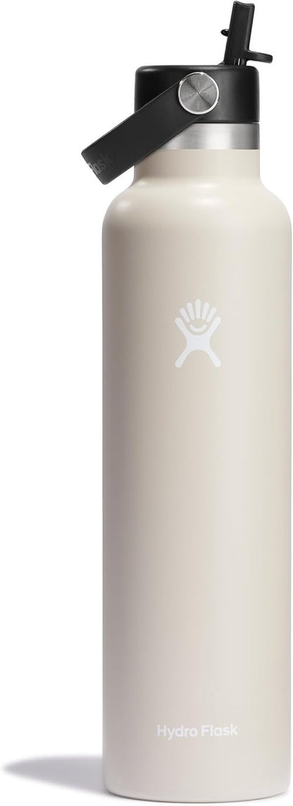 Hydro Flask Water Bottle - Insulated Stainless Steel - Leakproof Straw Lid, 24 Oz Oat Tan