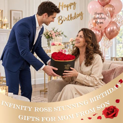 Long-Lasting Preserved Roses Gift Box - Heart-Red 16 Roses for Mom's Birthday