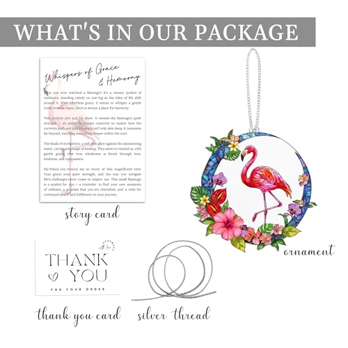 Moon Flamingo Window Hanging Ornament with Story Card - Pink Flamingo Decor
