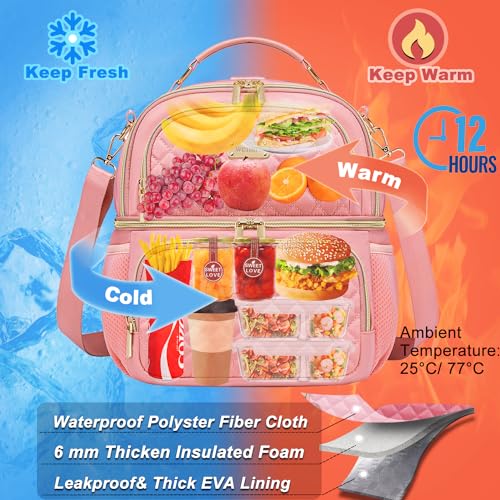 Weitars Lunch Bag for Women,Dual Compartment Lunch Box for Women Lunch Tote for Work,Insulated Leakproof Large Lunchbox Lunch Cooler for Adult for Men, Women, Lunchbag for Hiking,Picnic,Beach