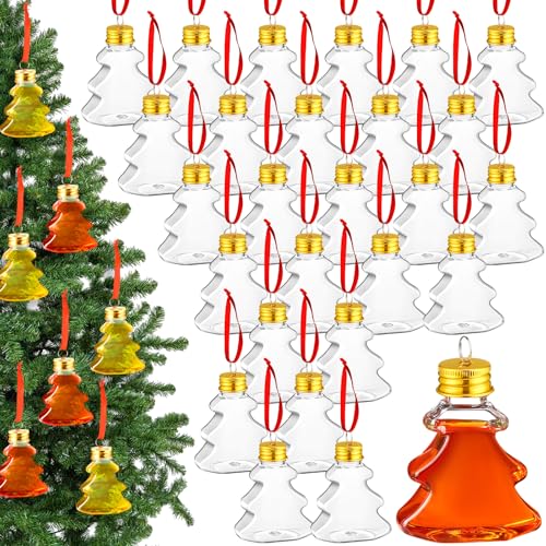 36 Pcs Clear Christmas Drink Bottle Ornaments 50ml Festive Decor