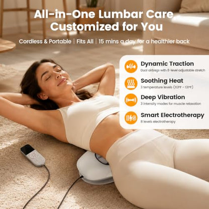 Rechargeable Electric Lumbar Massager with Heat and Vibration for Back Relief