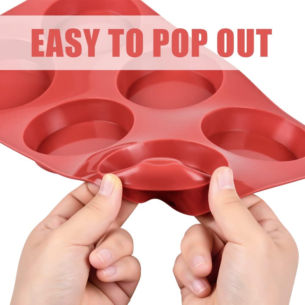 CAKETIME Silicone Egg Molds - 3" Round Muffin Top Pan for Whoopie Pies, Cornbread & Egg Bites | 1 Pack