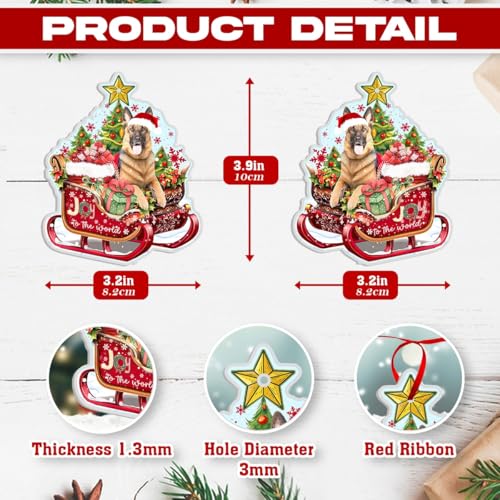 German Shepherd Christmas Ornament - Dog Lover Holiday Decor - Sleigh Shape Gift