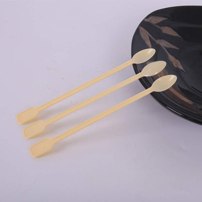 Coffee Spoon 500 PCS Disposable Tiny Coffee Tea Spoon Beige Plastic Stir Cocktail Sticks Mini Tea Stirrer