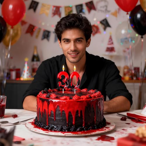 30 Red Dripping Blood Number Cake Candle - Horror Halloween Party Decor