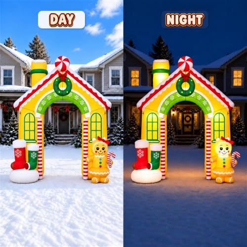 10FT Christmas Inflatable Gingerbread House Archway Outdoor Decoration
