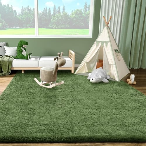 Ophanie 7x10 Area Rugs for Living Room, Upgrade Non-Slip Fluffy Soft Large Shag Bedroom Carpet, Grey Big Indoor Thick Nursery Rug, Gray Carpets for Boy and Girls Room Dorm Home Decor Aesthetic