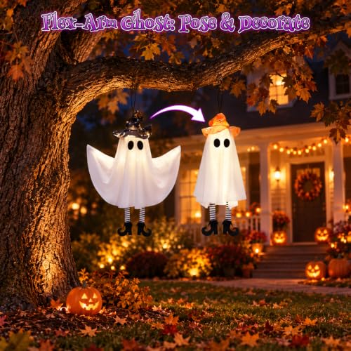 Halloween Ghost Decorations Outdoor Indoor Warm Light Pack with DIY Arms