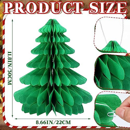 Eersida 3 Pack Christmas Honeycomb Paper Trees - Green and Red