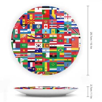 10-Inch World Country Flag Ceramic Decorative Plate for Home Display
