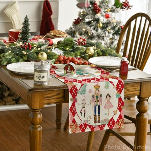 Christmas Nutcracker Table Runner 13x90 Inch Holiday Home Decor