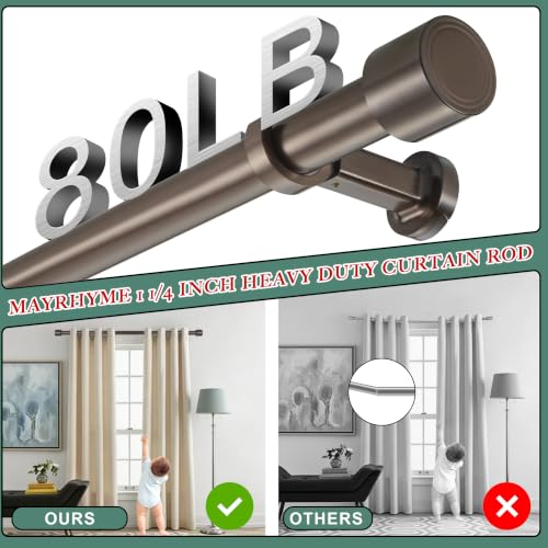 Heavy Duty 36-inch Curtain Rod Set with Solid Aluminum Finials - Dark Bronze