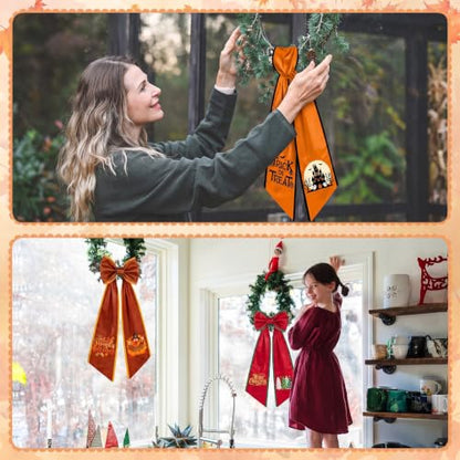 12 Pcs Seasonal Wreath Sash for Front Door Fall Autumn Holiday Decor