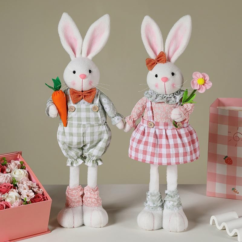 Skiennix Easter Bunny Plush Decoration - Adorable Figurine for Spring Home Decor | Green